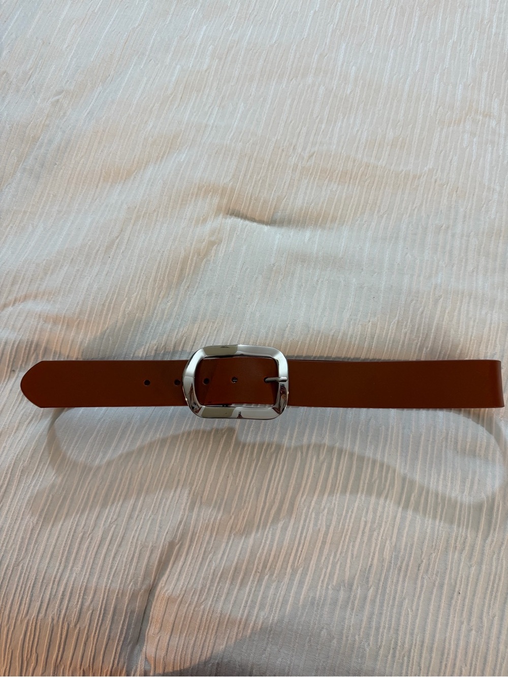 Anthropologie Tan Leather Belt with Silver Buckle
